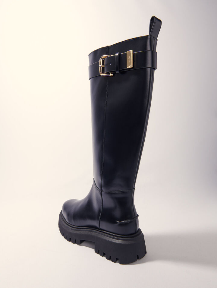 Bottes en cuir à boucle