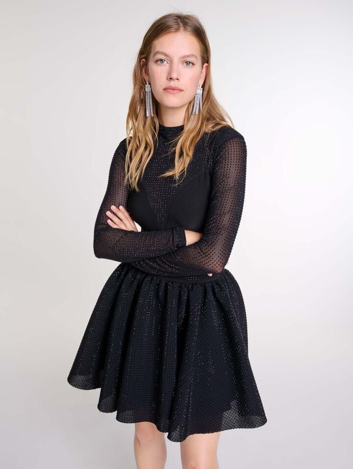 Jupe courte volumineuse à strass