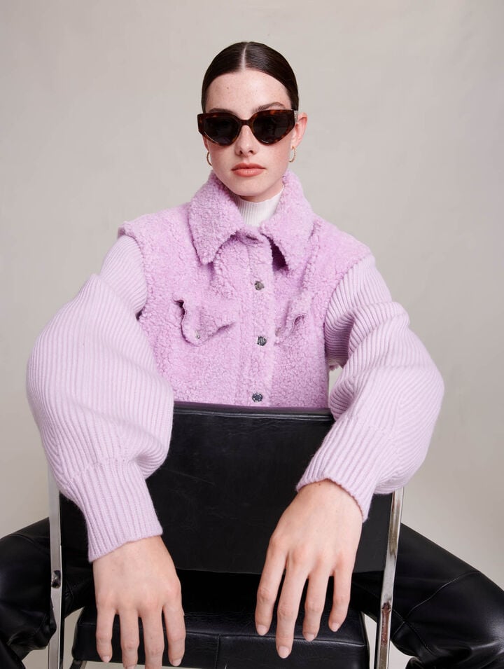 Blouson en fausse fourrure et maille