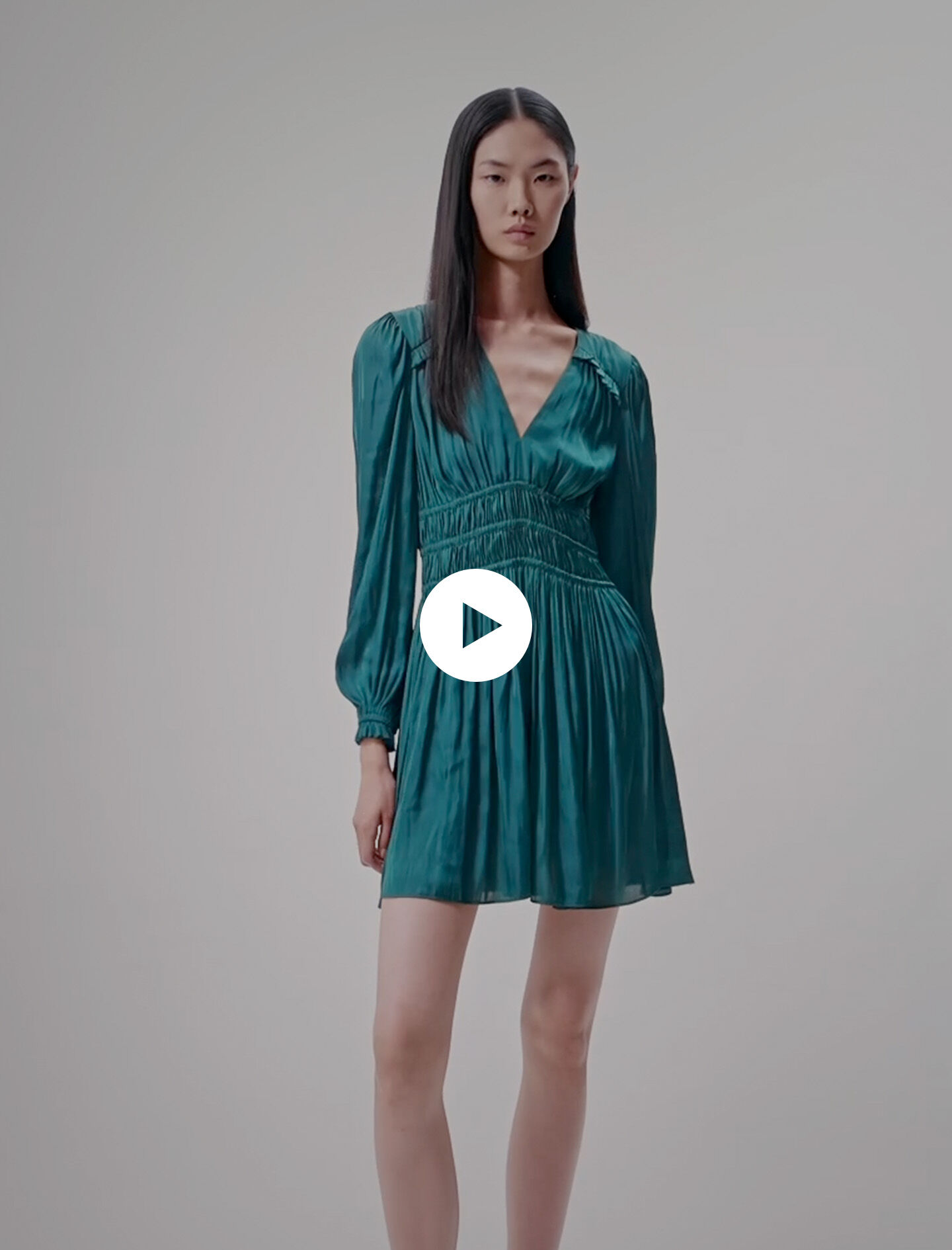 Robe courte satinee vert pour femme Maje