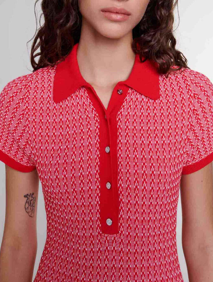 Robe longue en maille chevrons