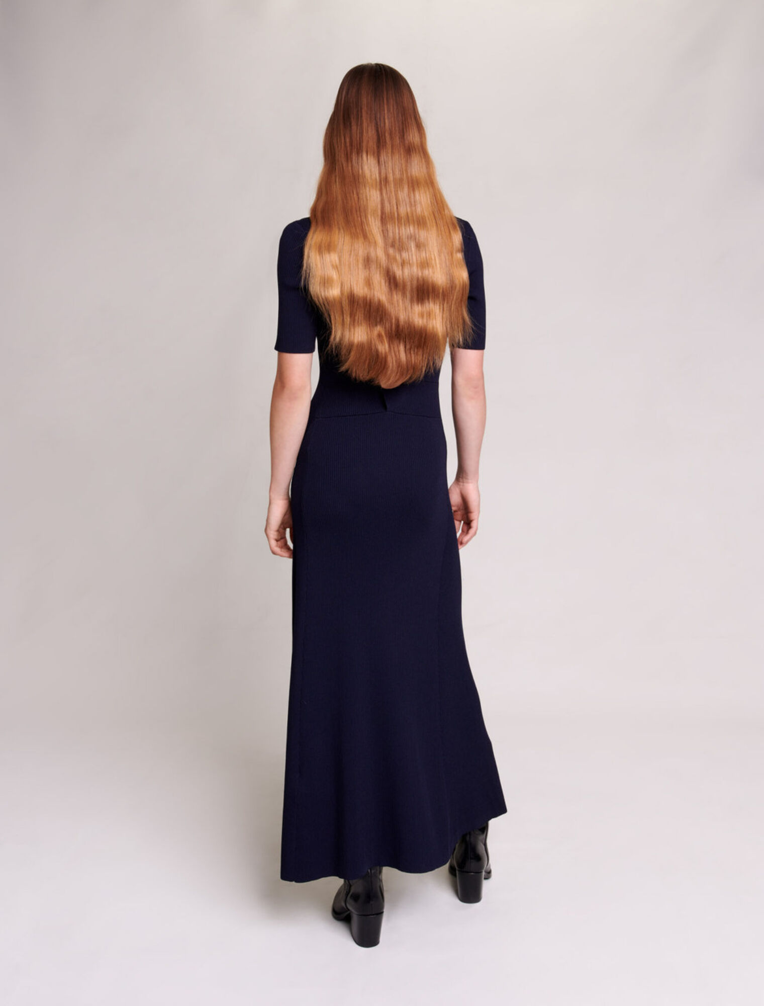 Long cut-out knit dress