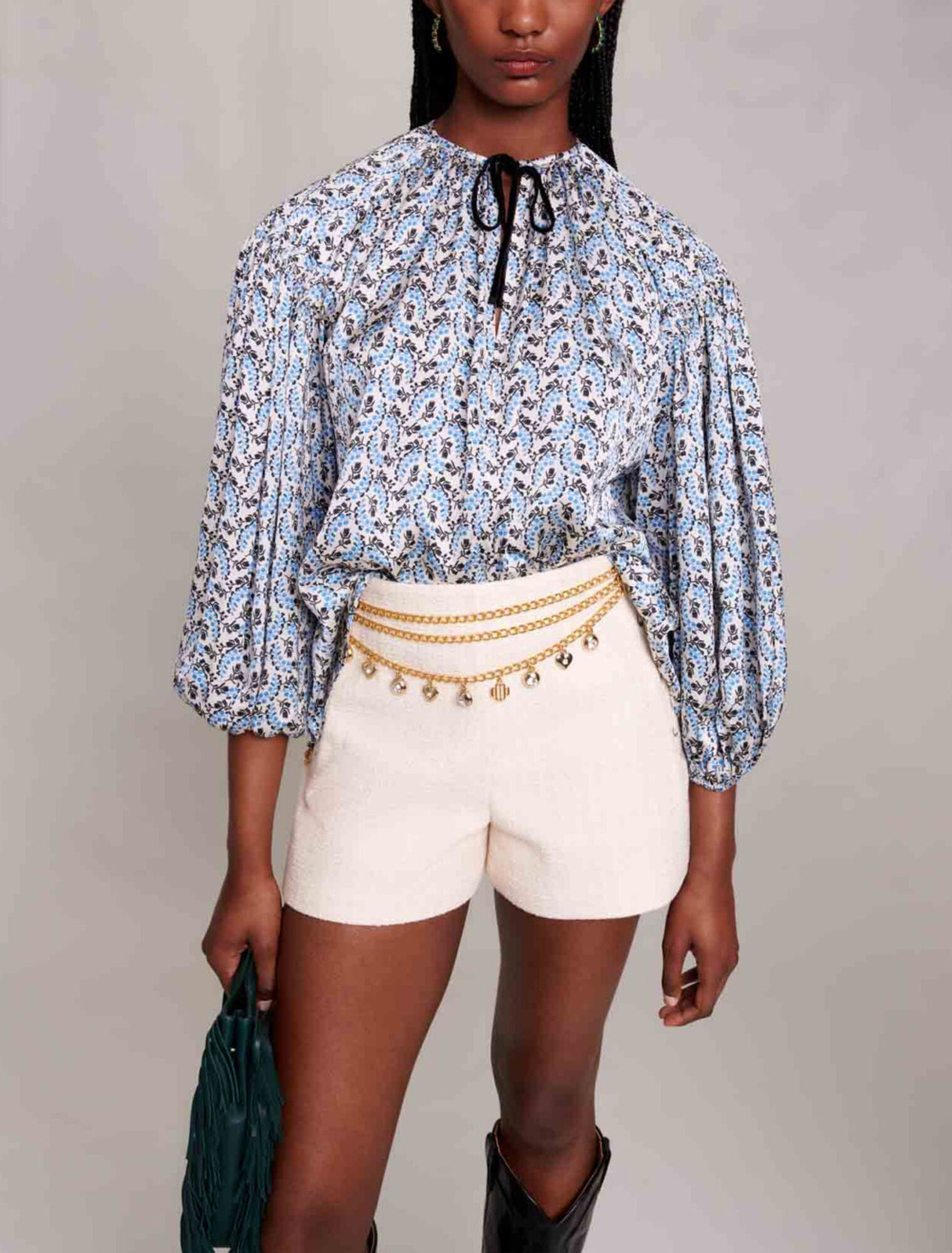 Loose-fitting satin-look blouse