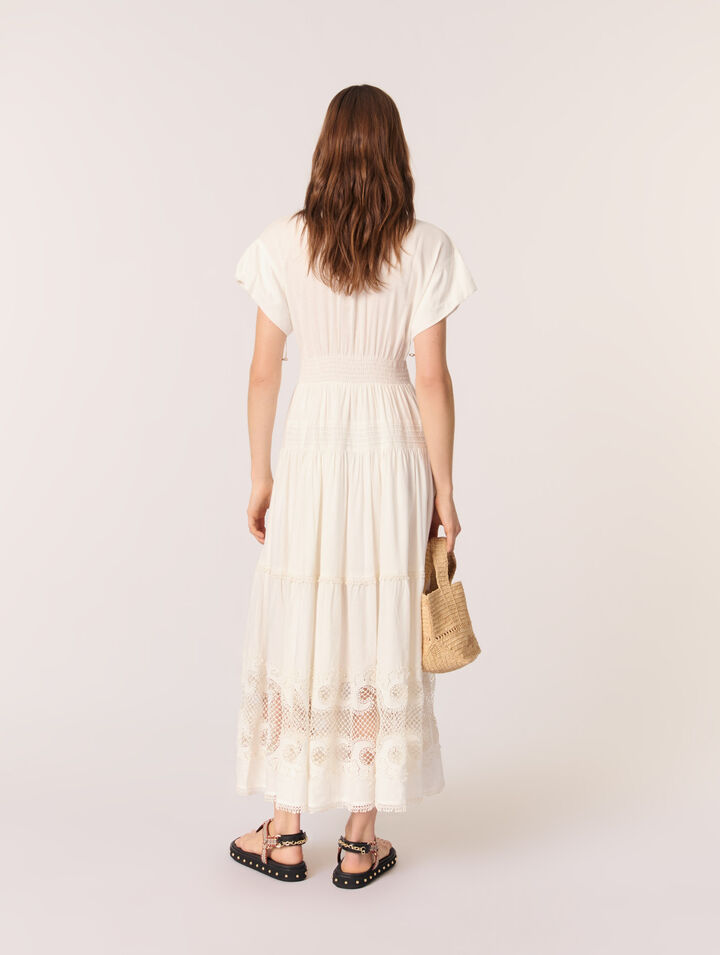 Embroidered ruffled maxi dress