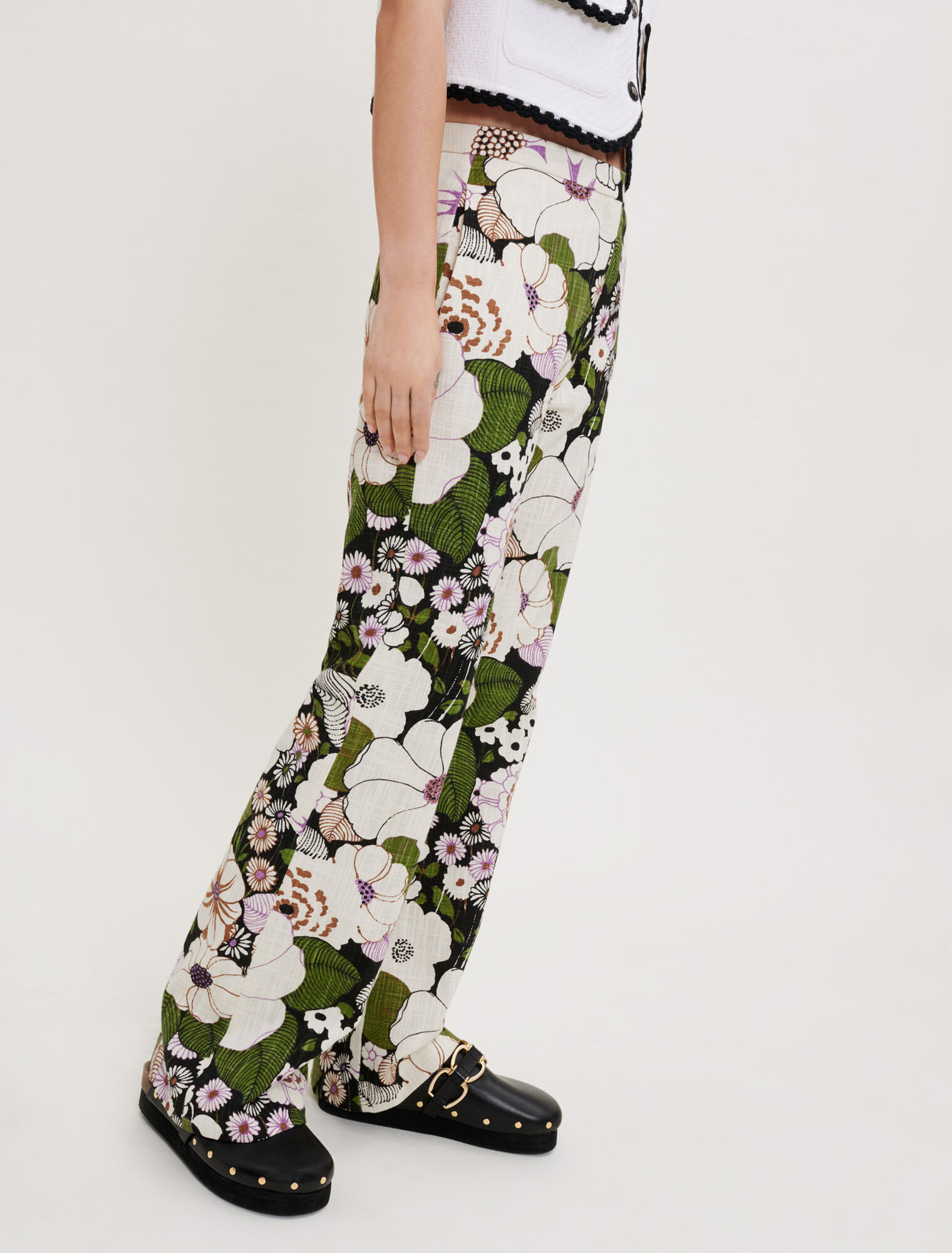 Pantalon imprimé à fleurs 70's