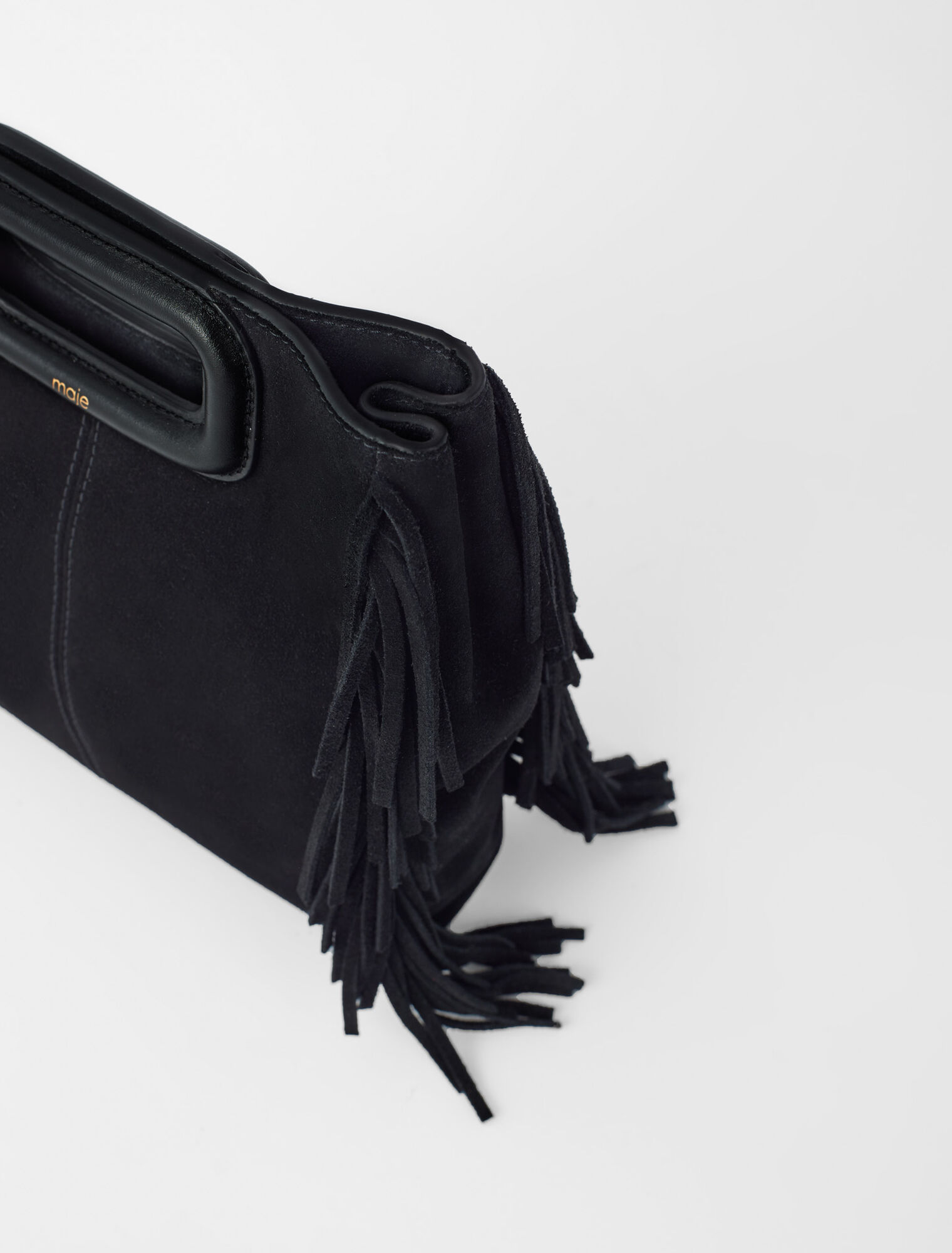 Fringed M bag in suede