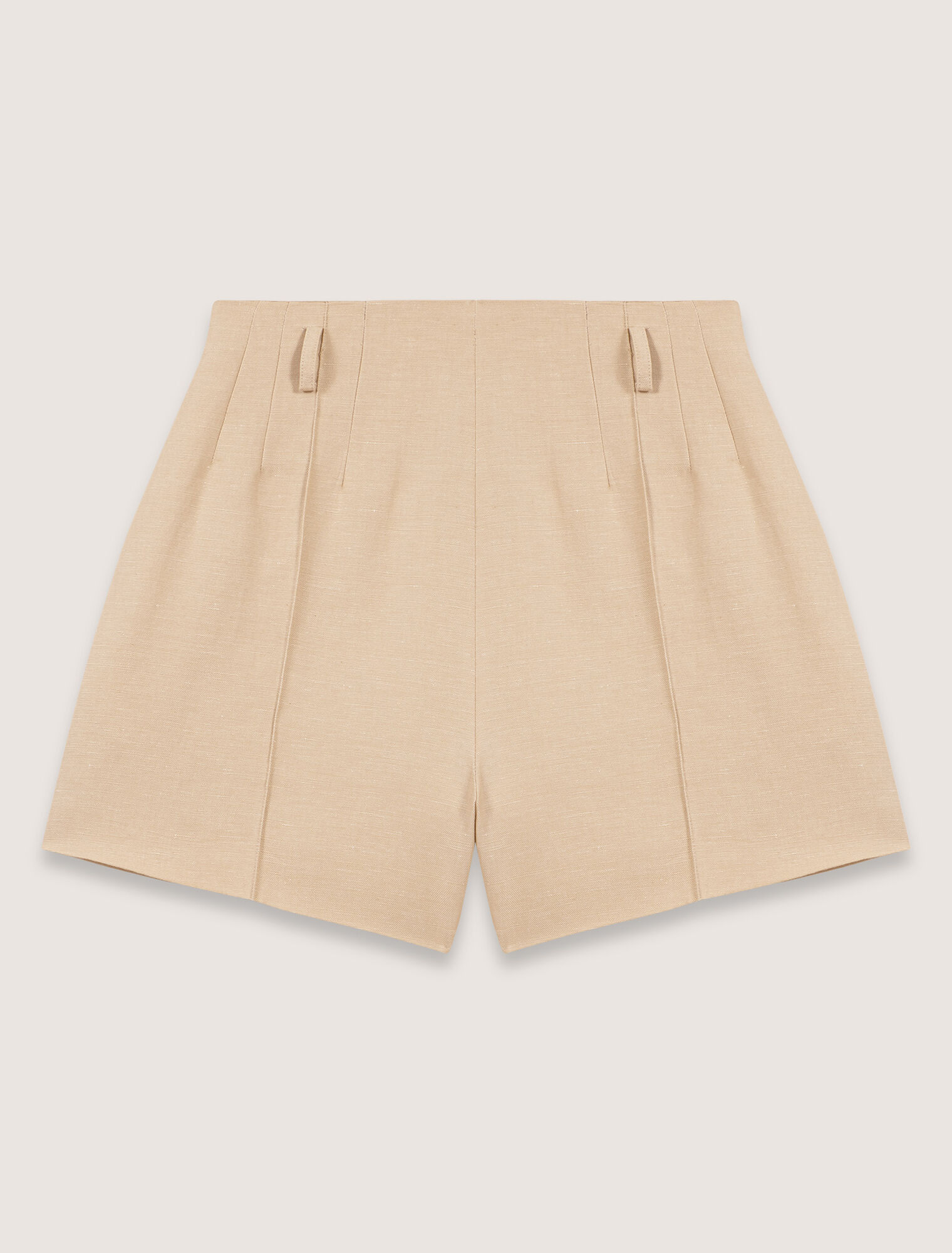 Short à pinces en lin et coton