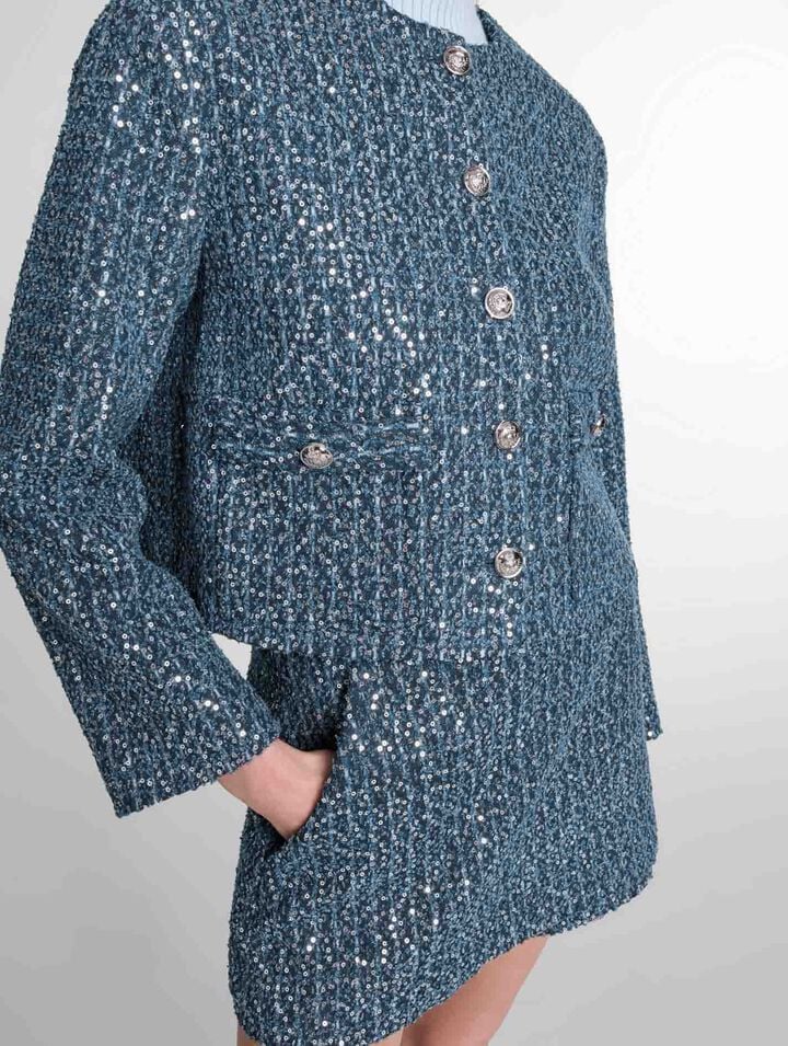 Veste en tweed ornée de sequins