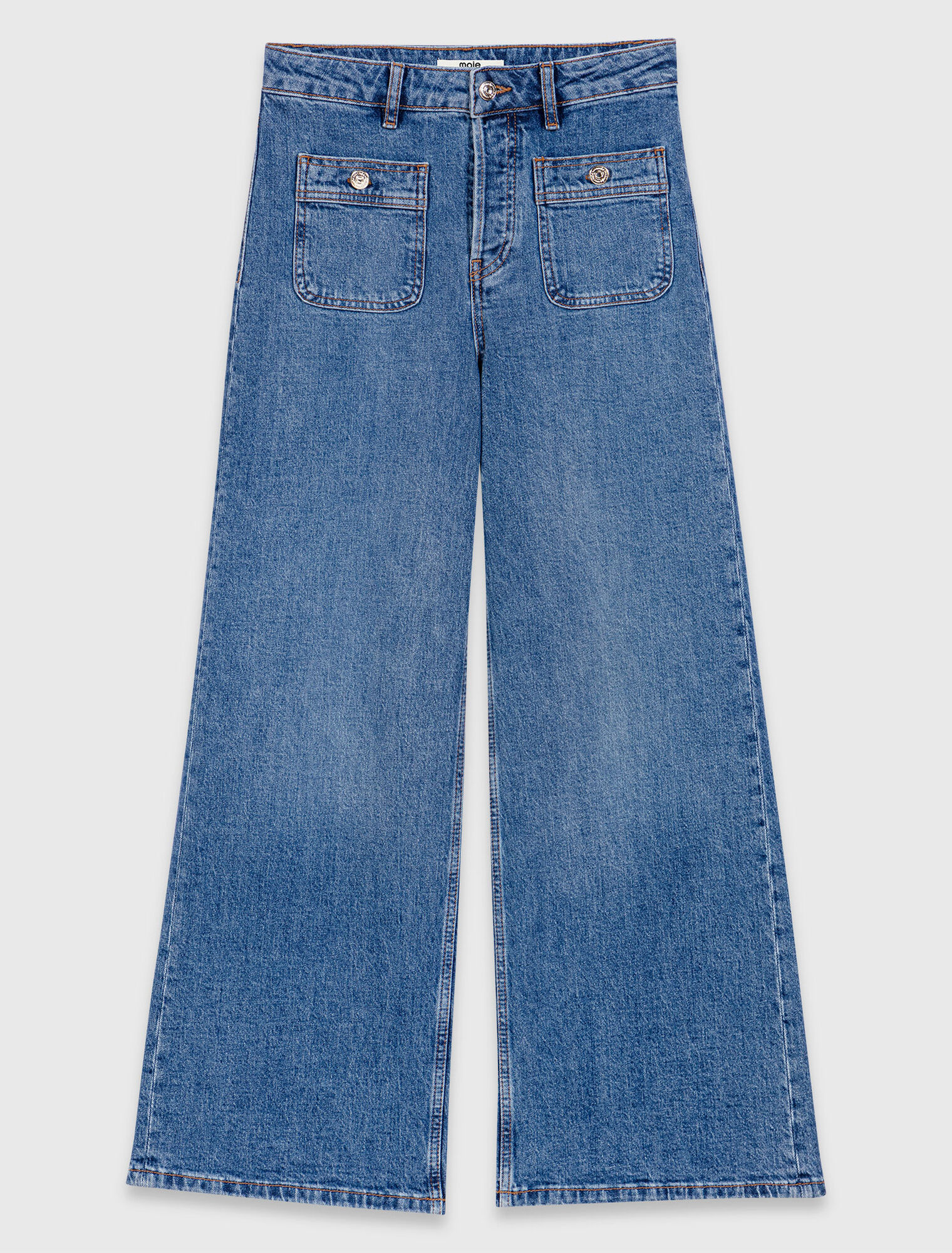 Wide-leg jeans with patch pockets