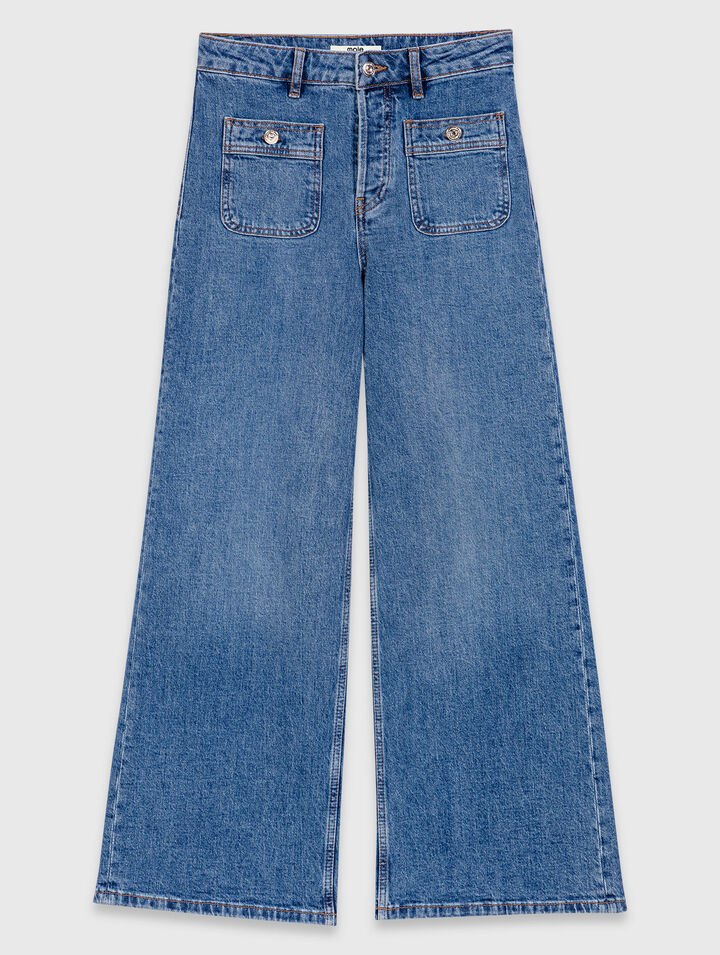 Wide-leg jeans with patch pockets