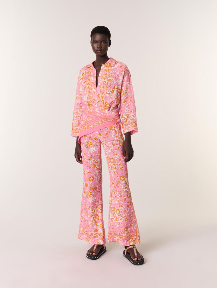 Chemise fluide en lin imprimée