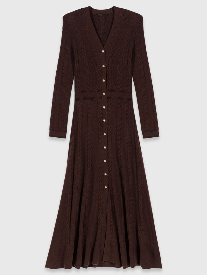 Robe longue en maille avec boutons