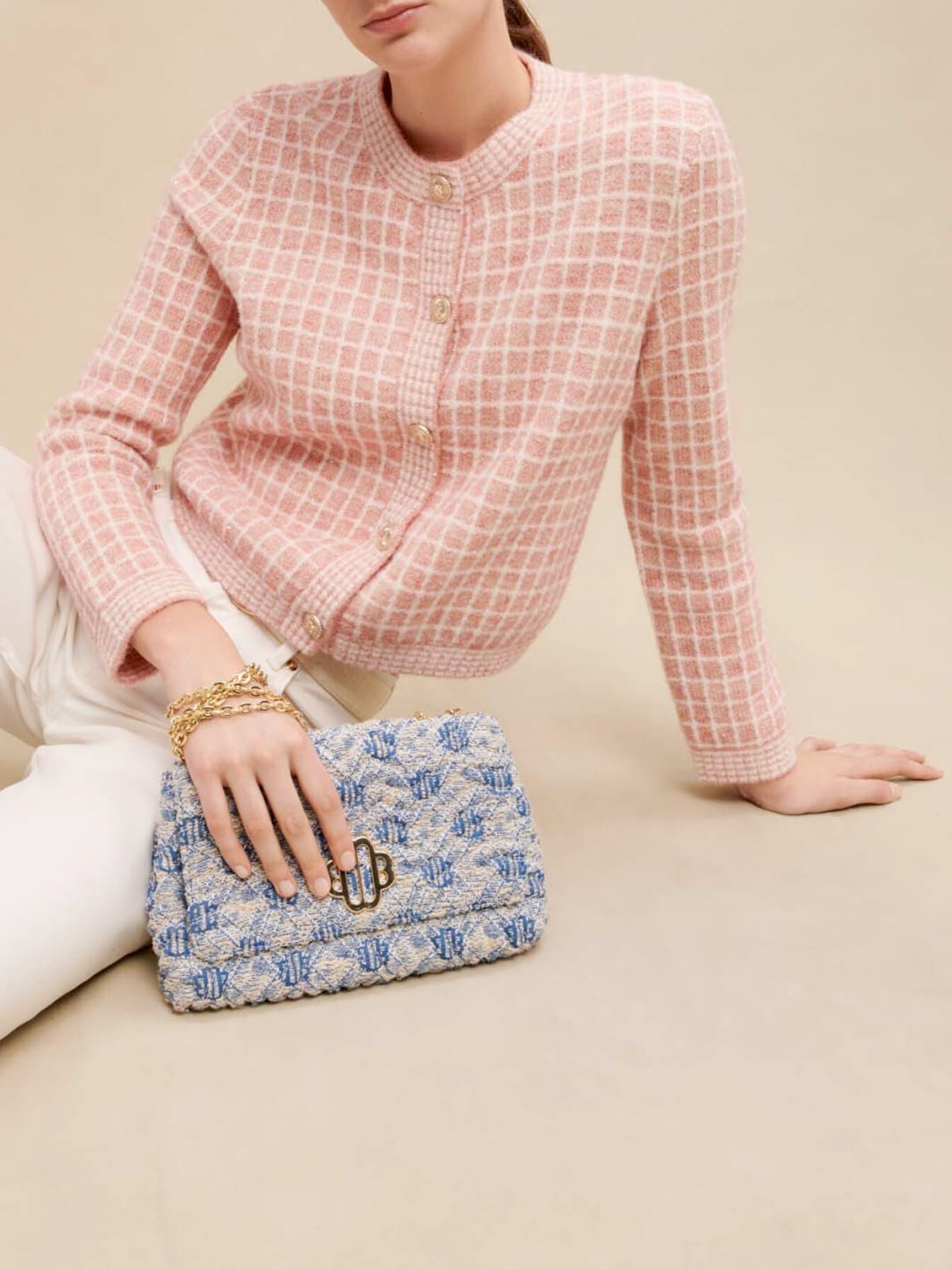 Tweed-style knit cardigan Pink For Women | Maje Tweed-style knit cardigan Pink For Women | Maje