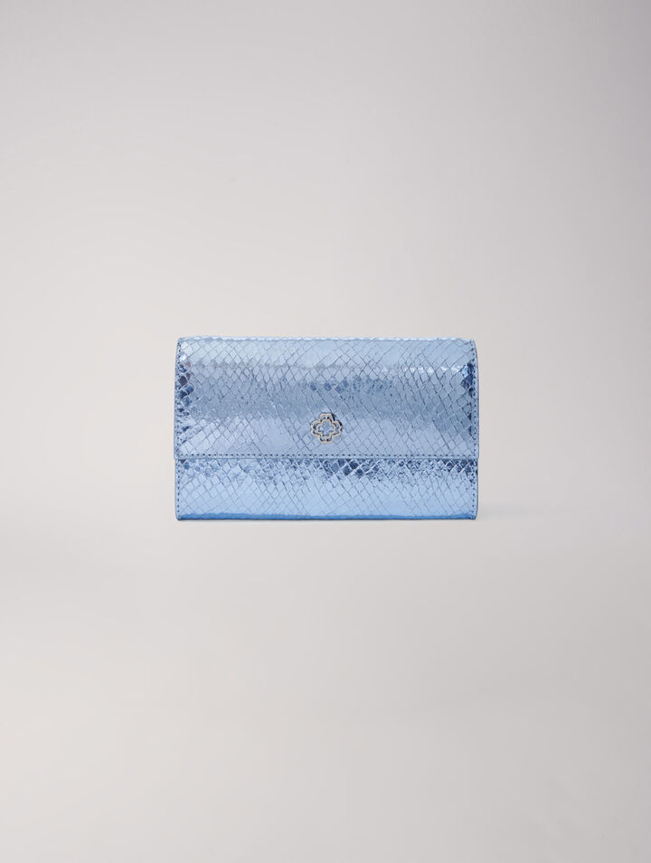 Pochette en cuir effet python
