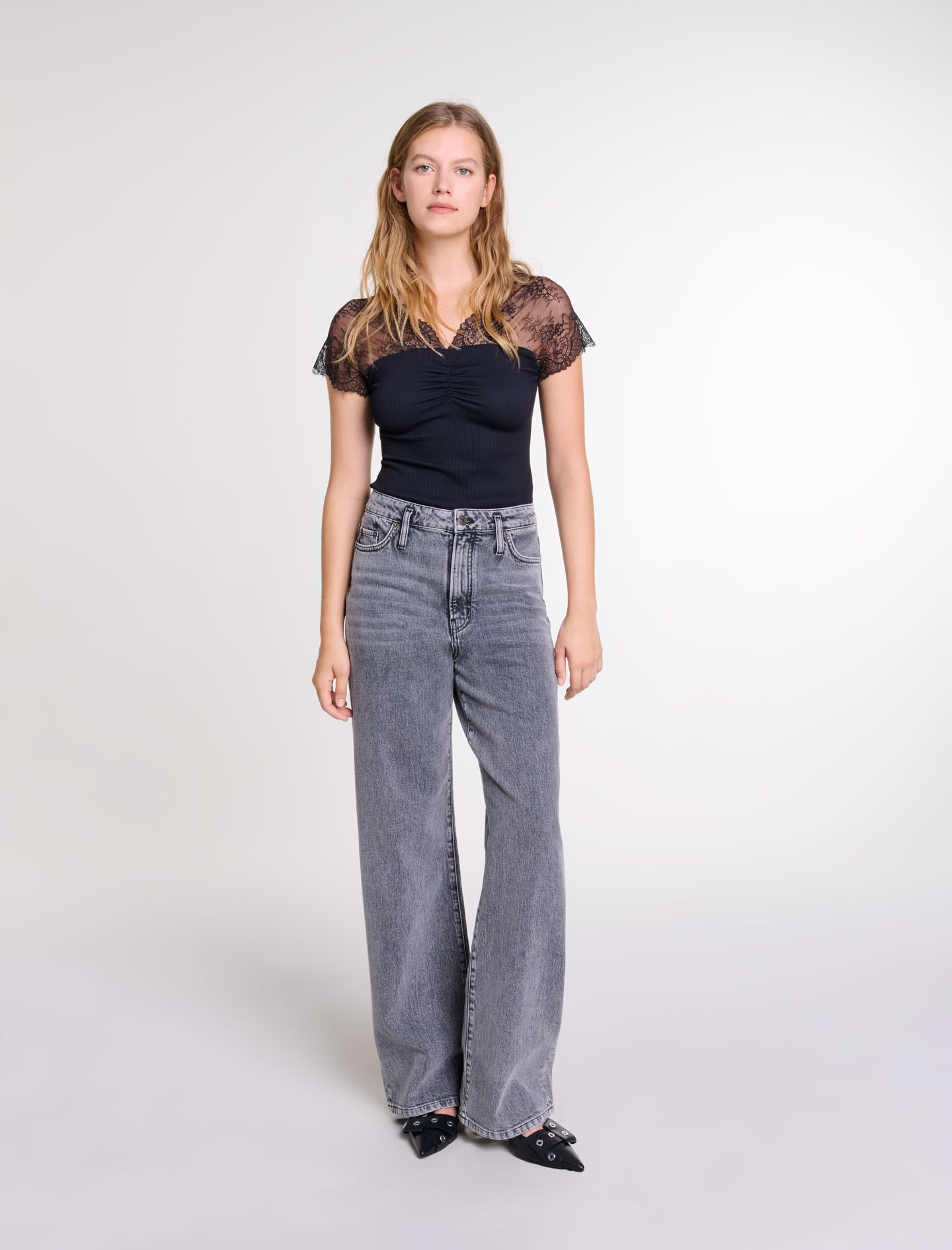 Sequin-embroidered top