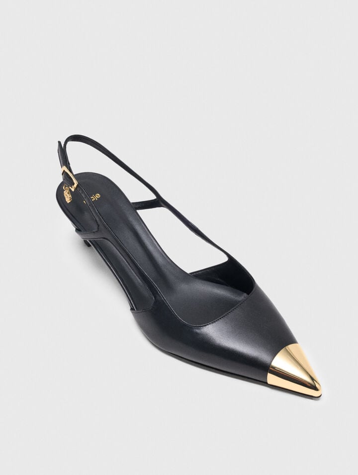 Escarpins slingback en cuir lisse