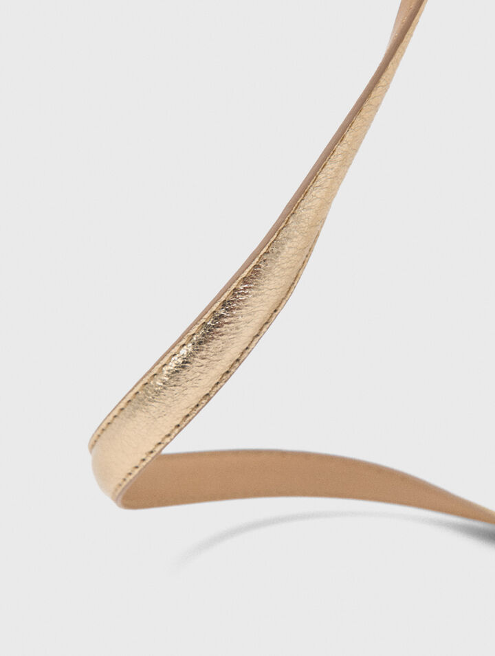 Slim metallic leather belt