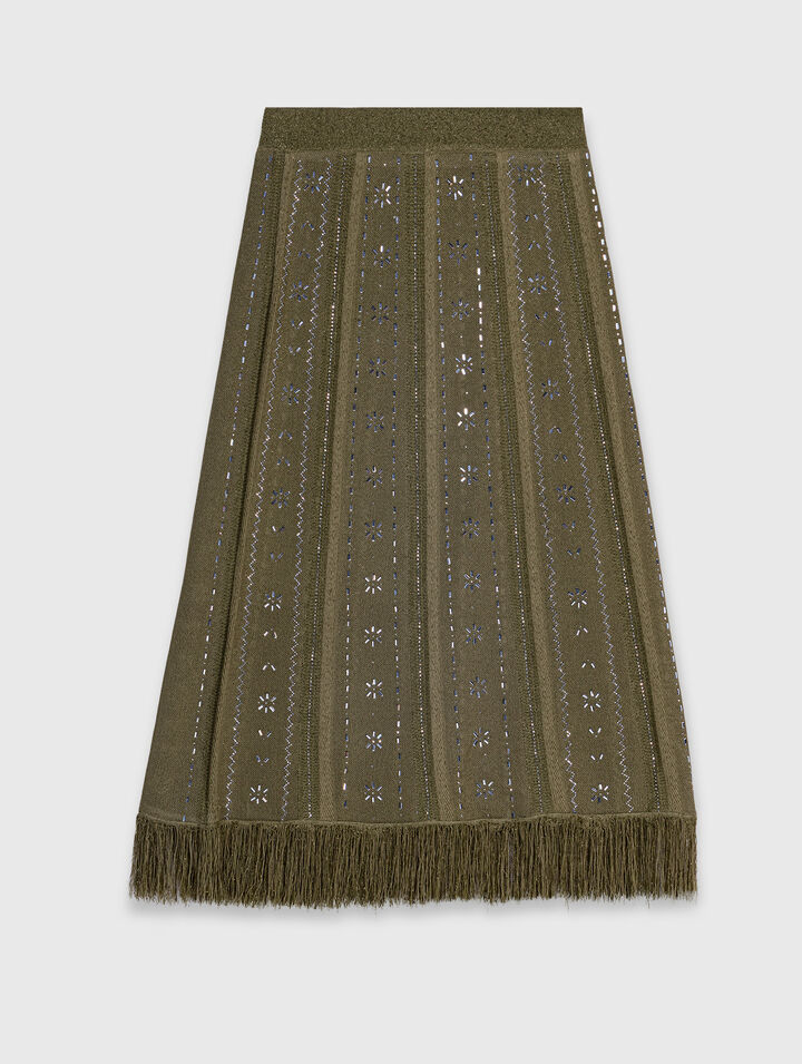 Jupe en maille avec fleurs strass&eacute;