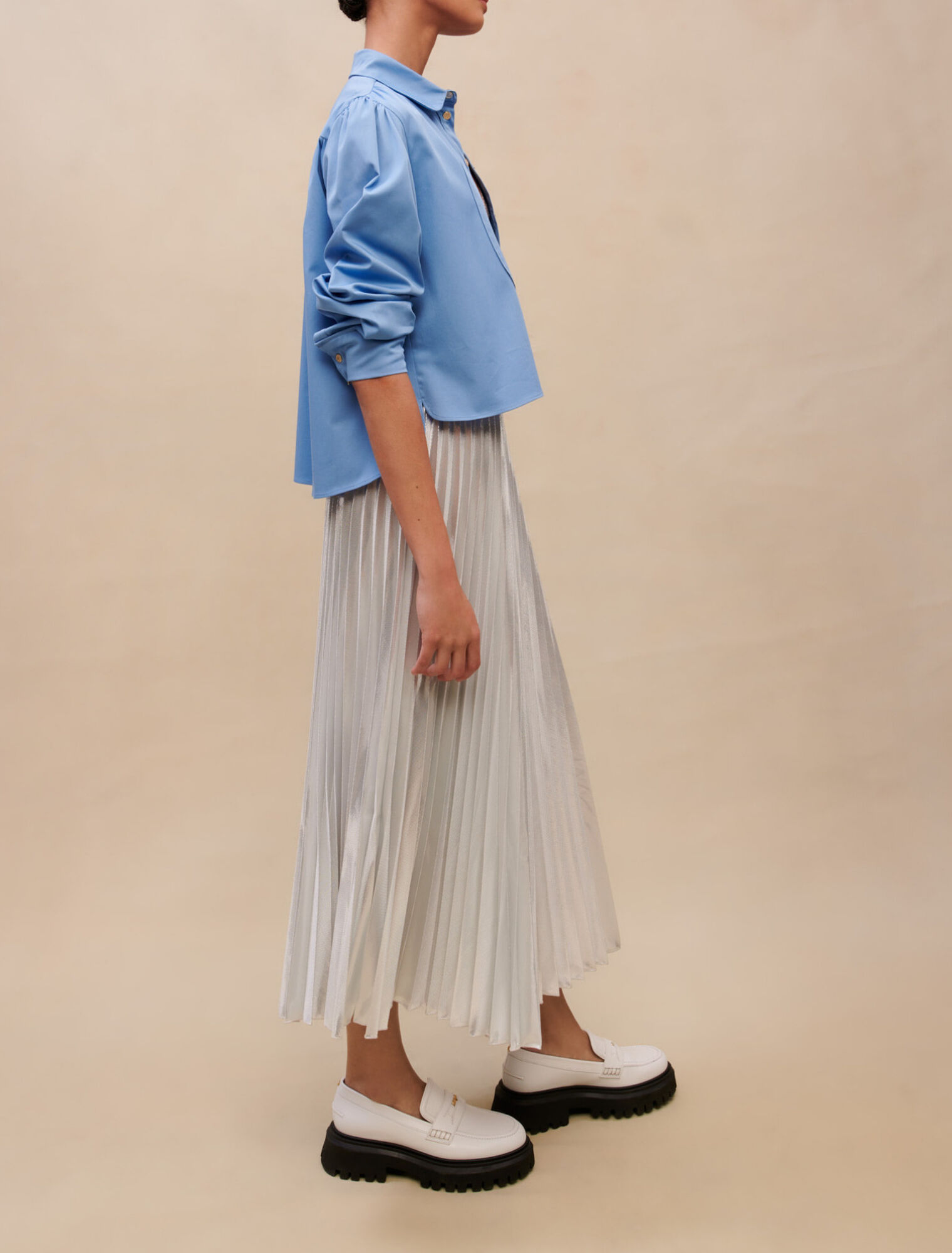 Silver pleated skirt