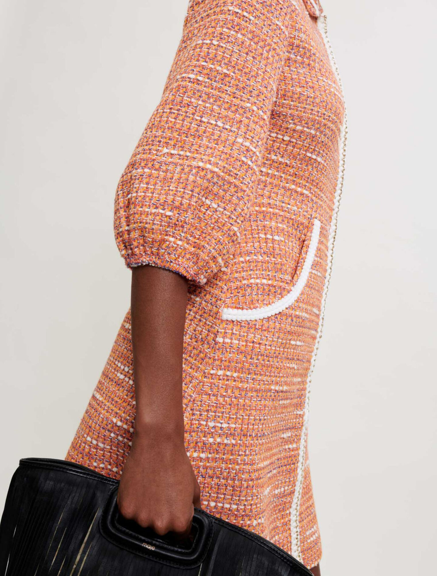 Tweed dress with braided braids