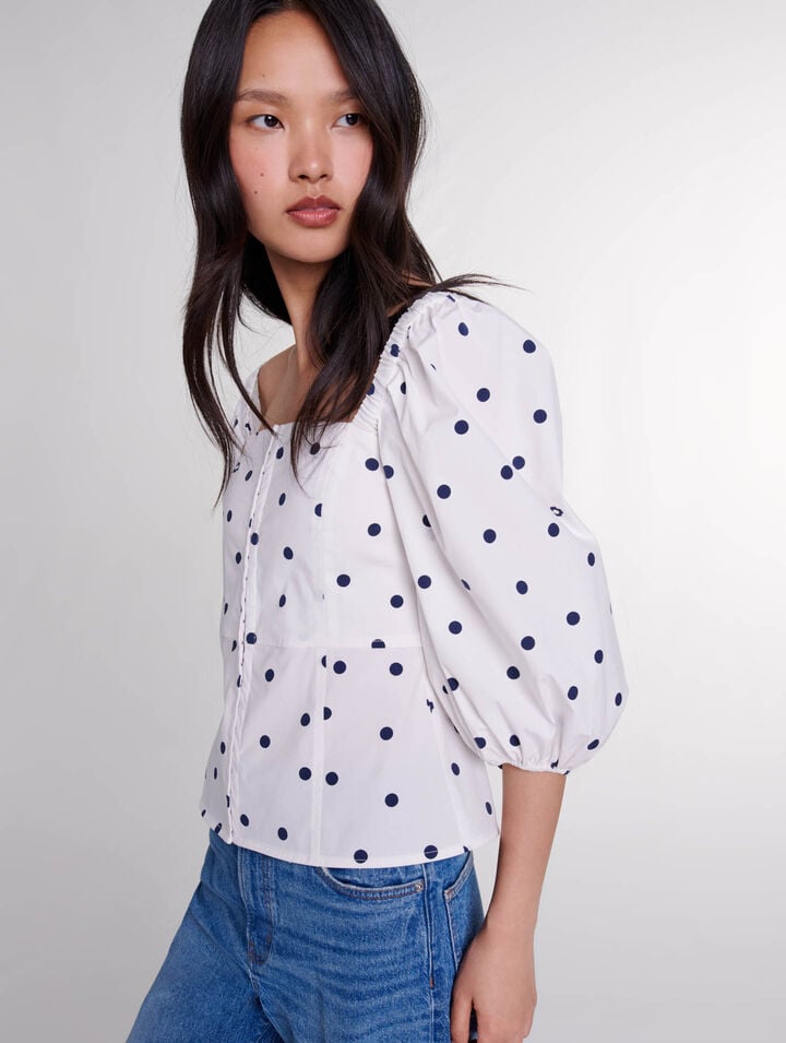 Top à manches bouffantes