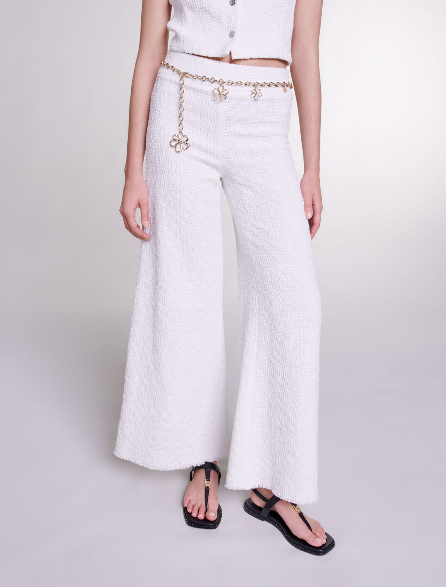 Pantalon large en tweed