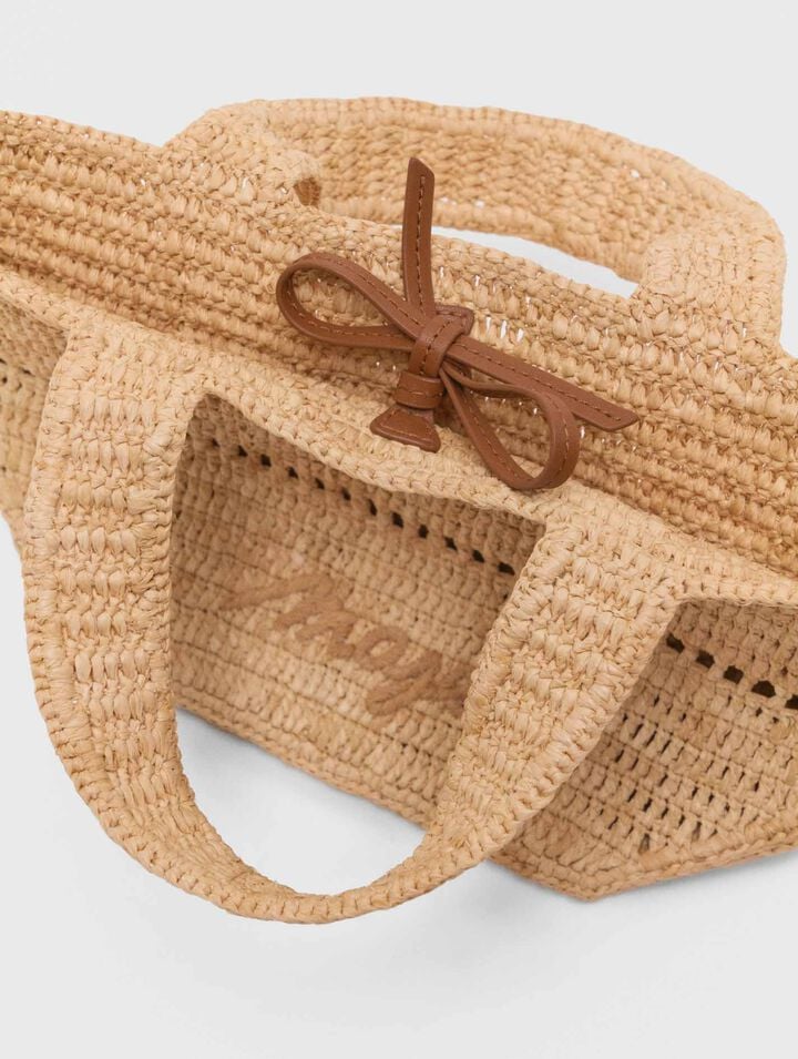 Natural raffia mini shopping bag