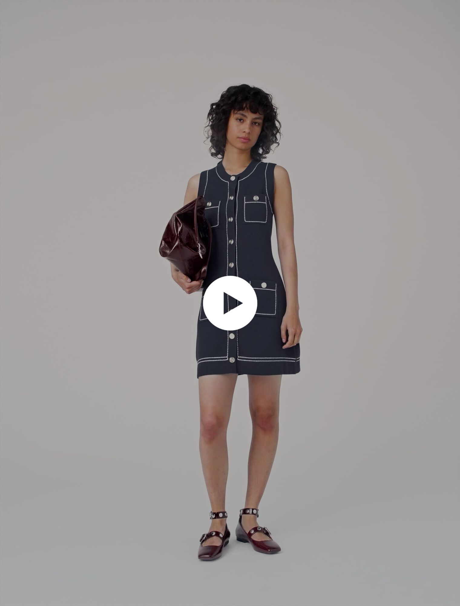 Straight dress in stitched knit