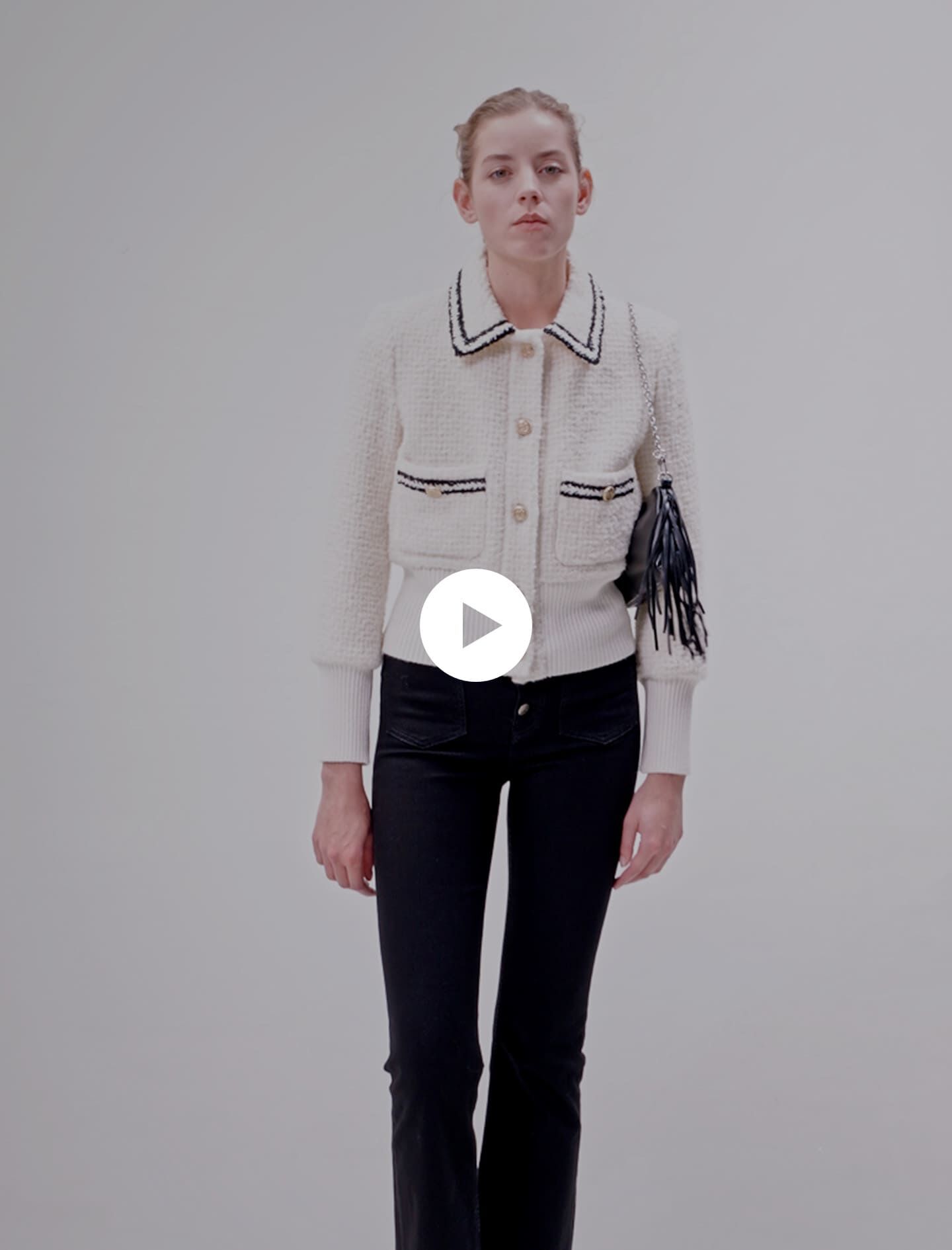 Contrasting tweed style jacket White For Women Maje