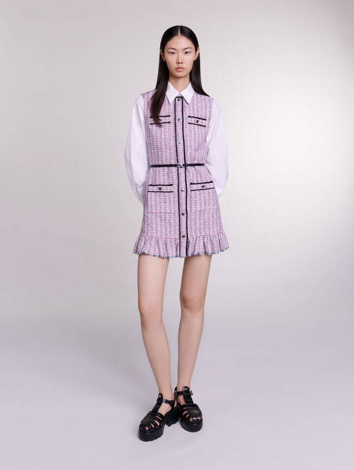 Robe courte 2-en-1 en tweed