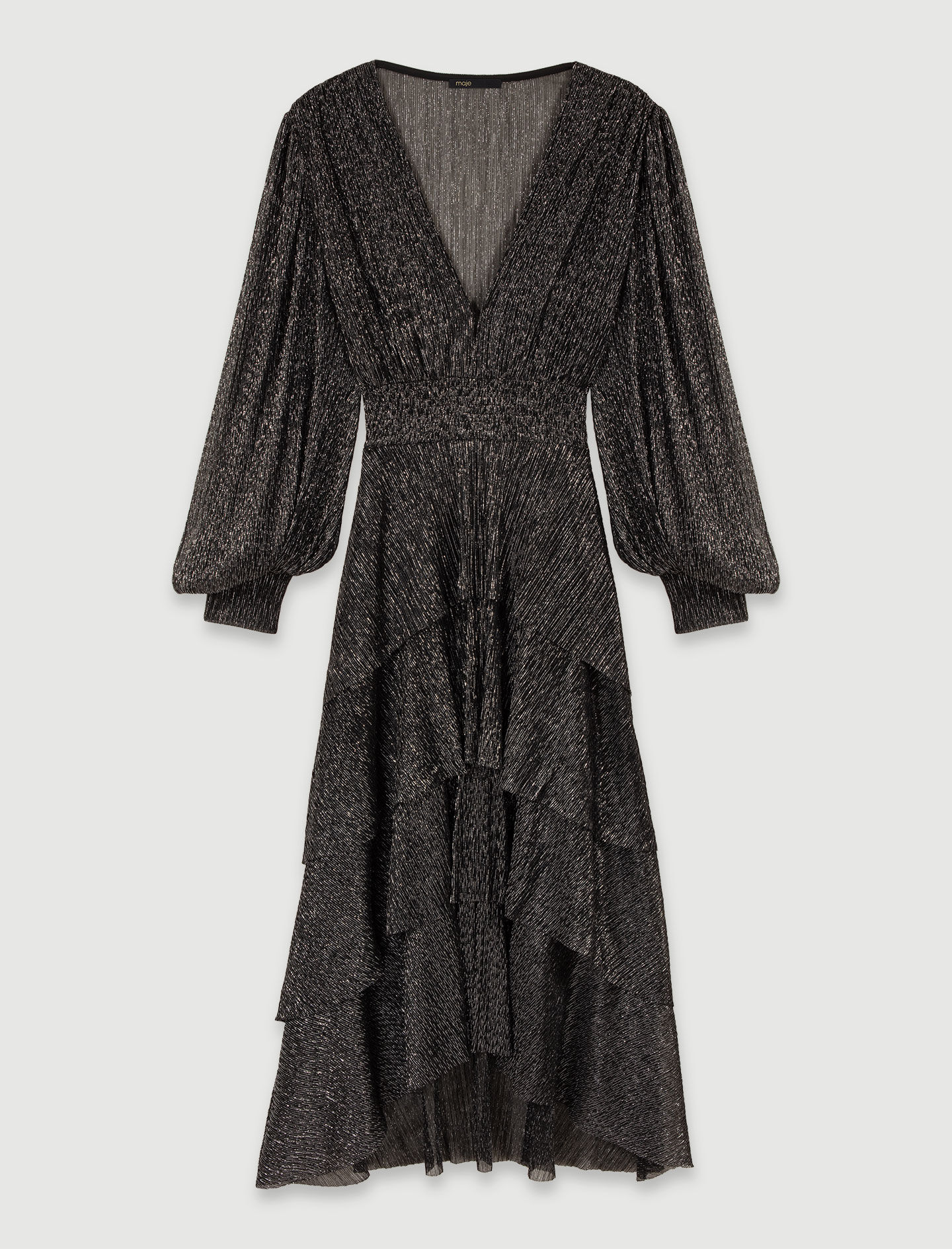 M me eme Frill tiered dress ブラック M me eme（エムミーエメ）