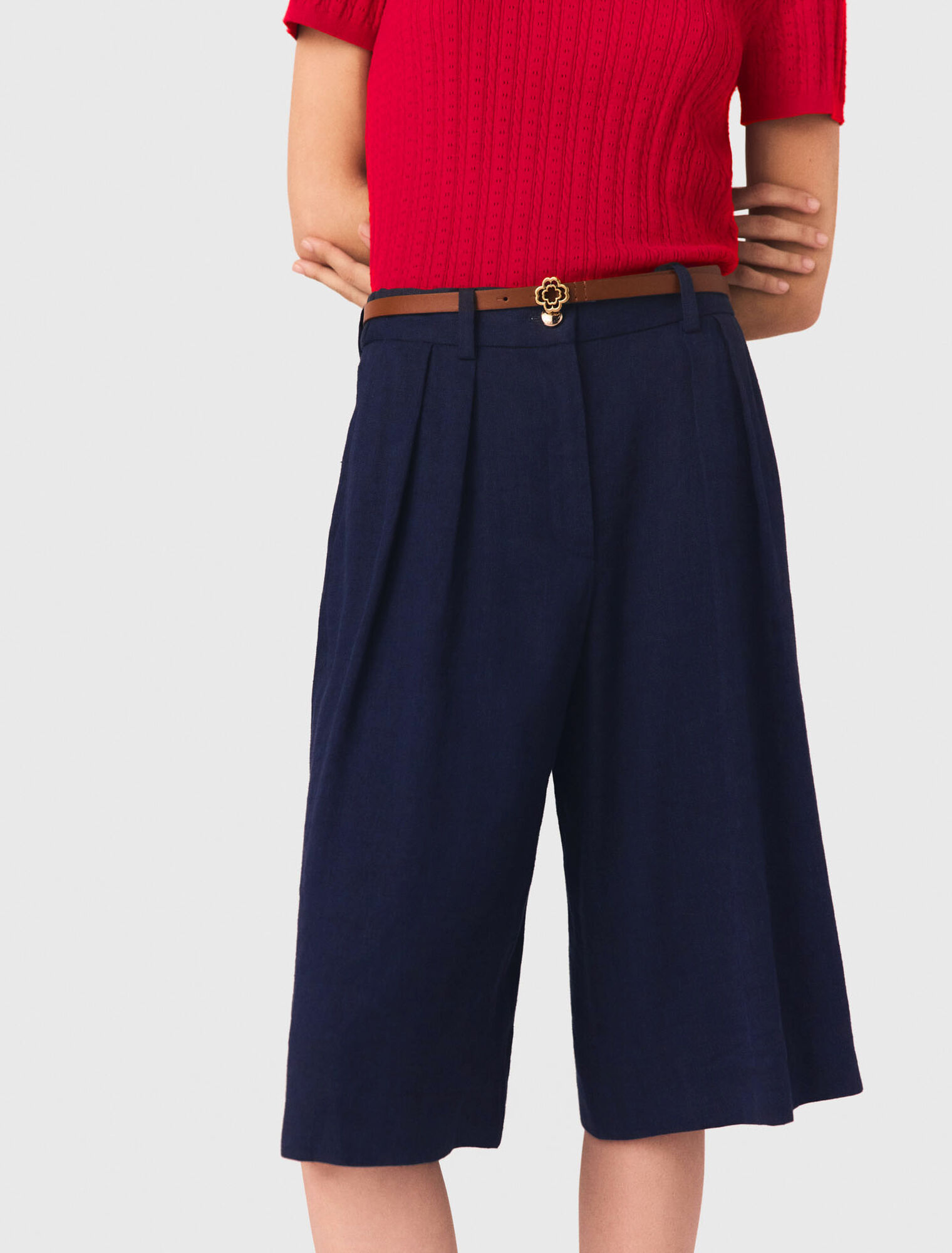 Linen-blend Bermuda shorts