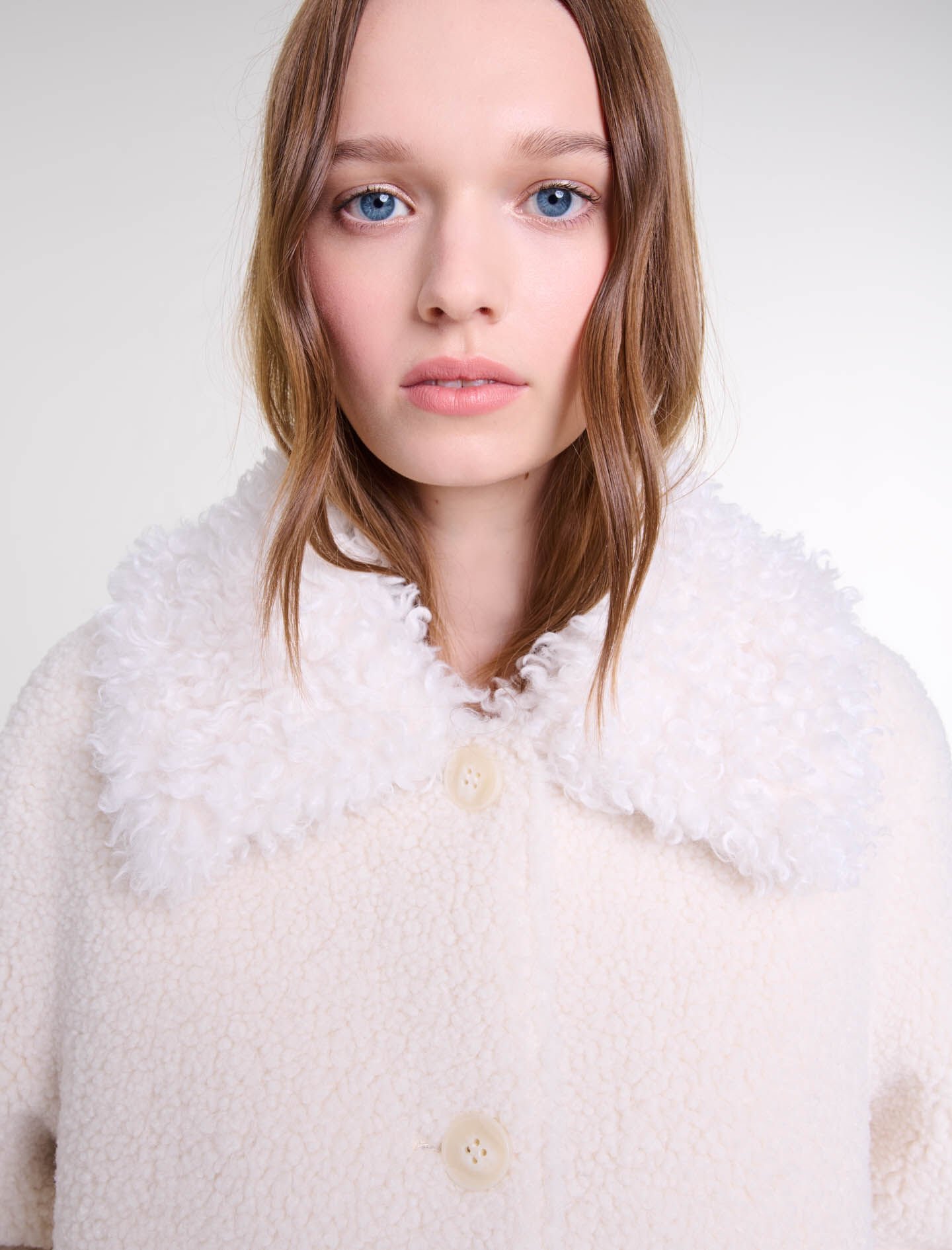 Short fake fur coat White For Women | Maje