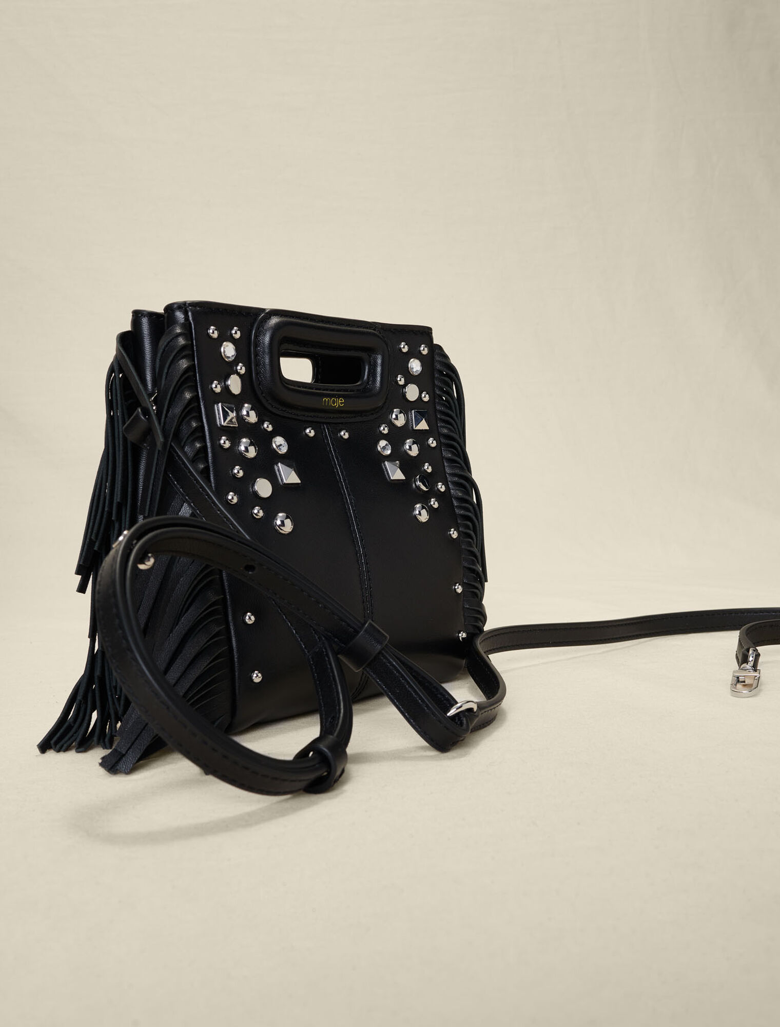 Studded leather mini M bag