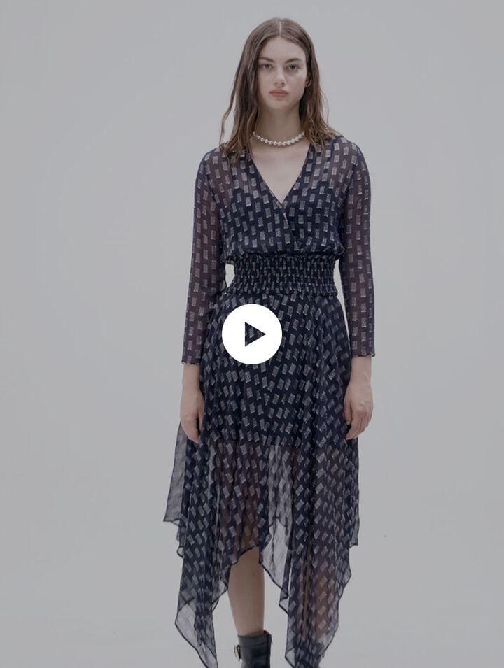 Robe longue asym&eacute;trique imprim&eacute; fleurs