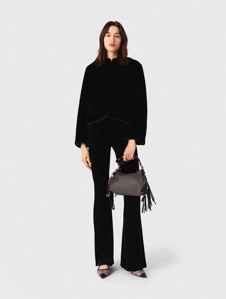 Stretch velour trousers