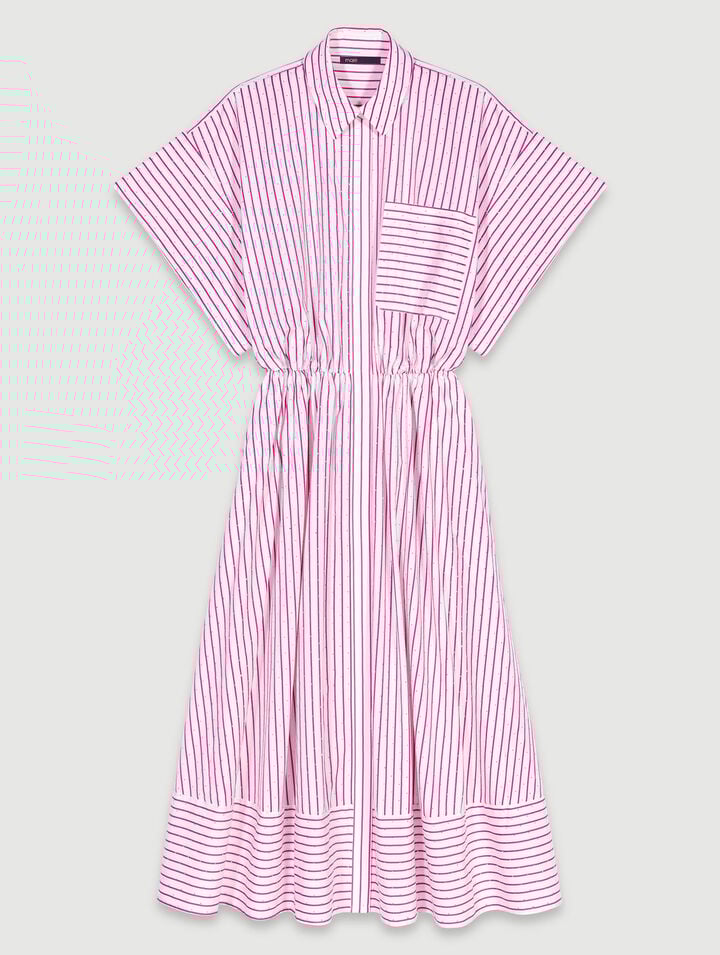 Robe longue à rayures et strass