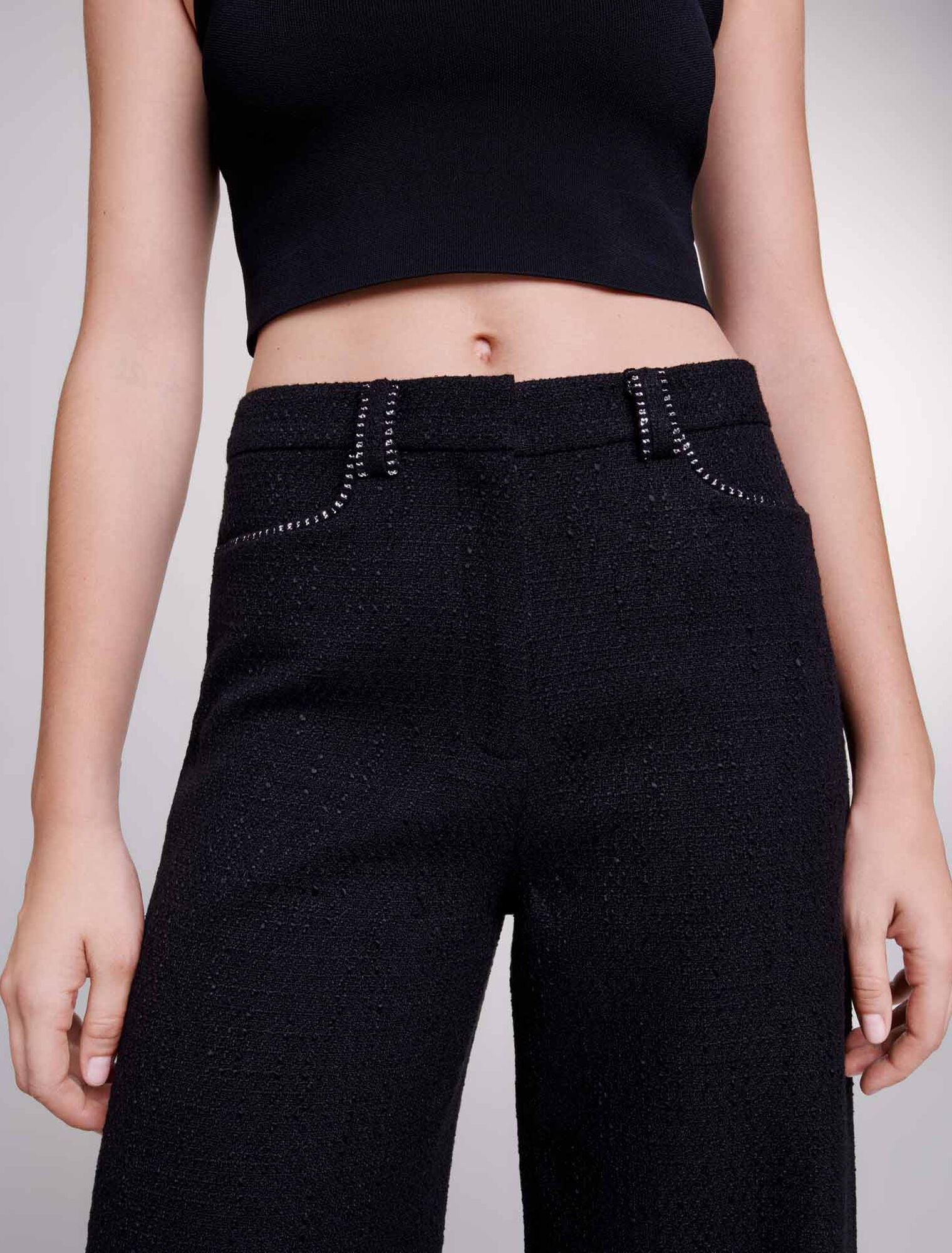 Pantalon large en tweed