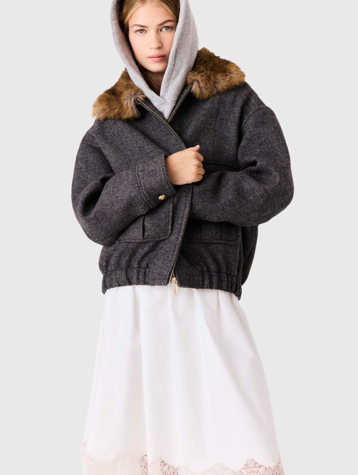 Blouson oversize effet chevrons