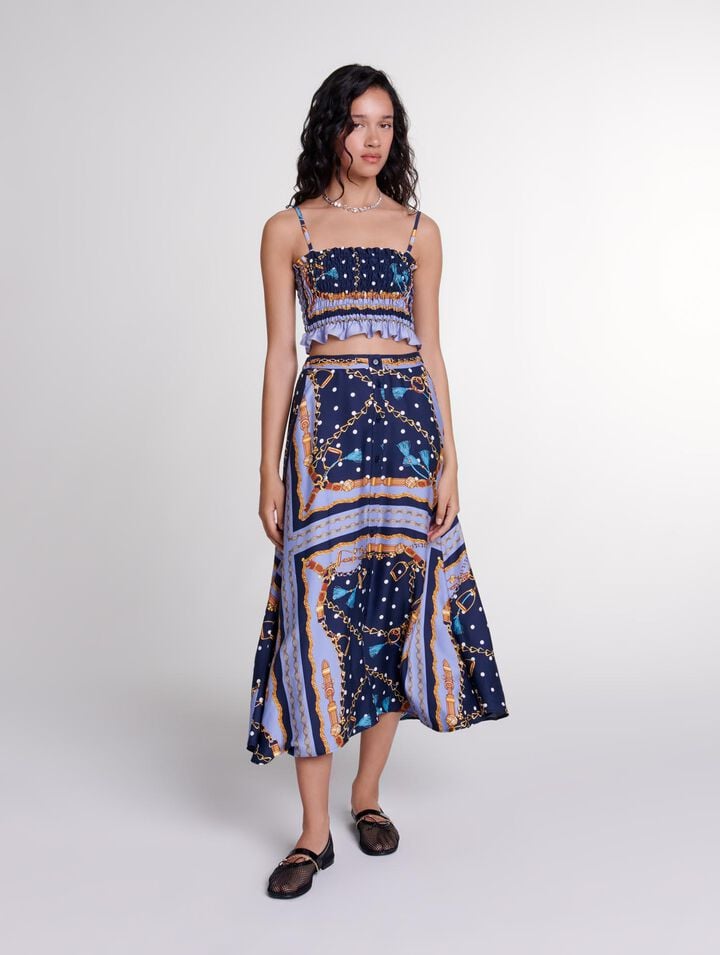 Jupe short satinée imprimée 