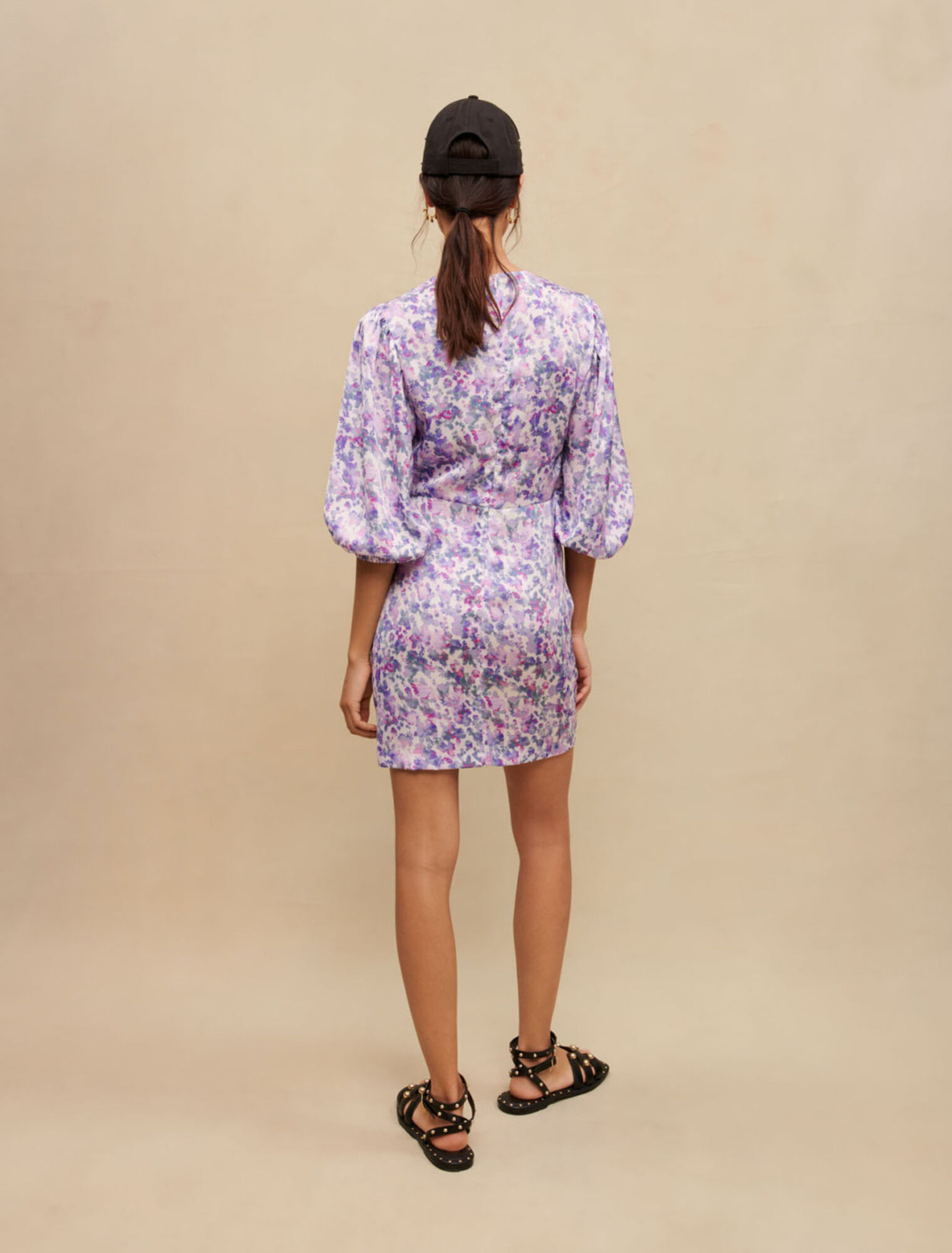 Robe courte drapée fleurie