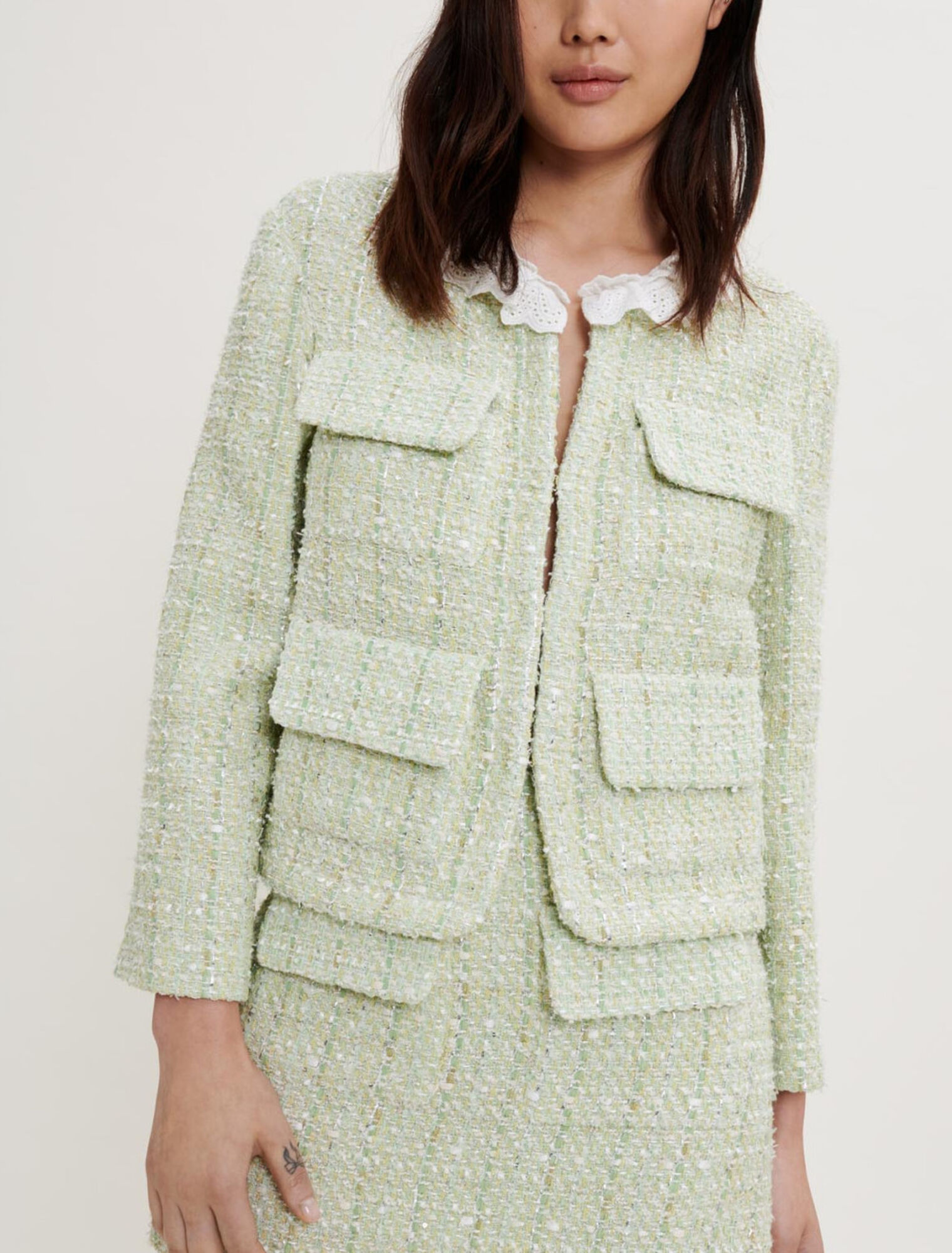 Tweed jacket with sheen