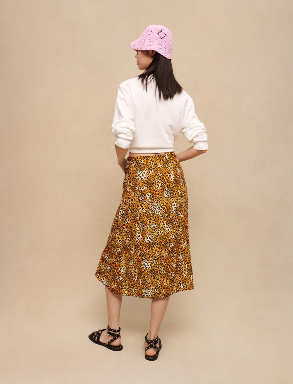 SALE *maje* プリントミディスカート Leopard print midi skirt Printed For Women | Maje