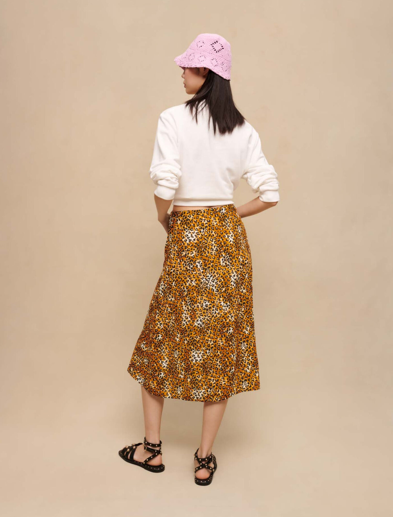 Leopard print midi skirt