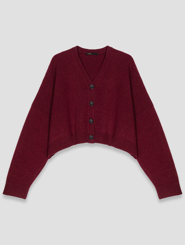 Cardigan cropped en laine mélangée