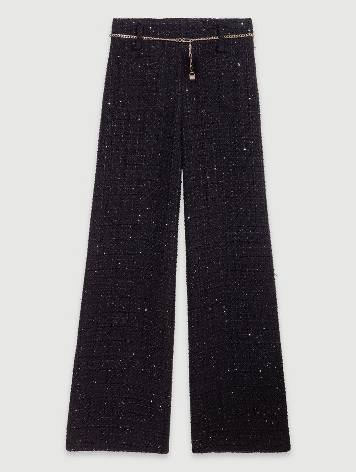 Pantalon en tweed sequins