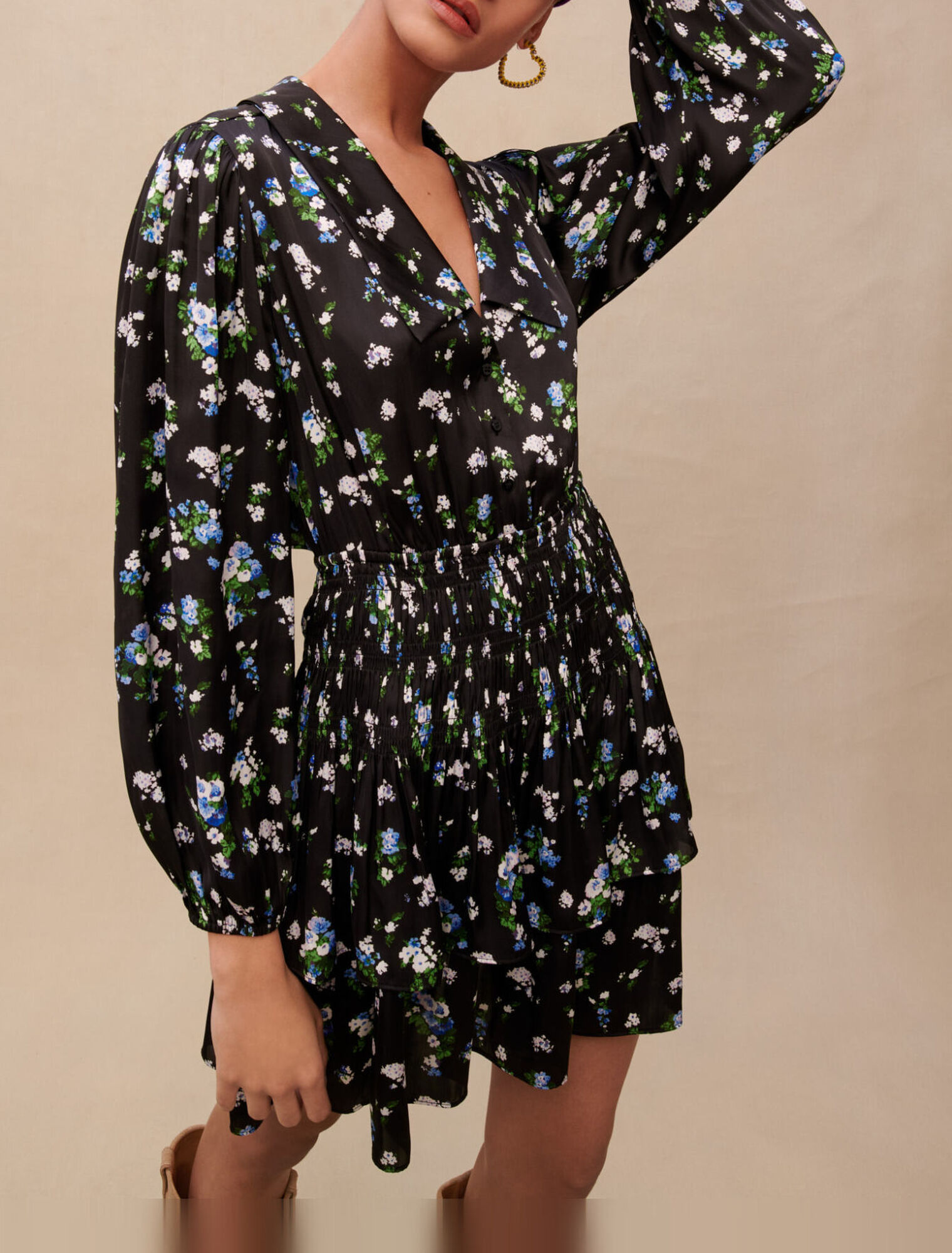 Robe à smocks imprimé fleuri