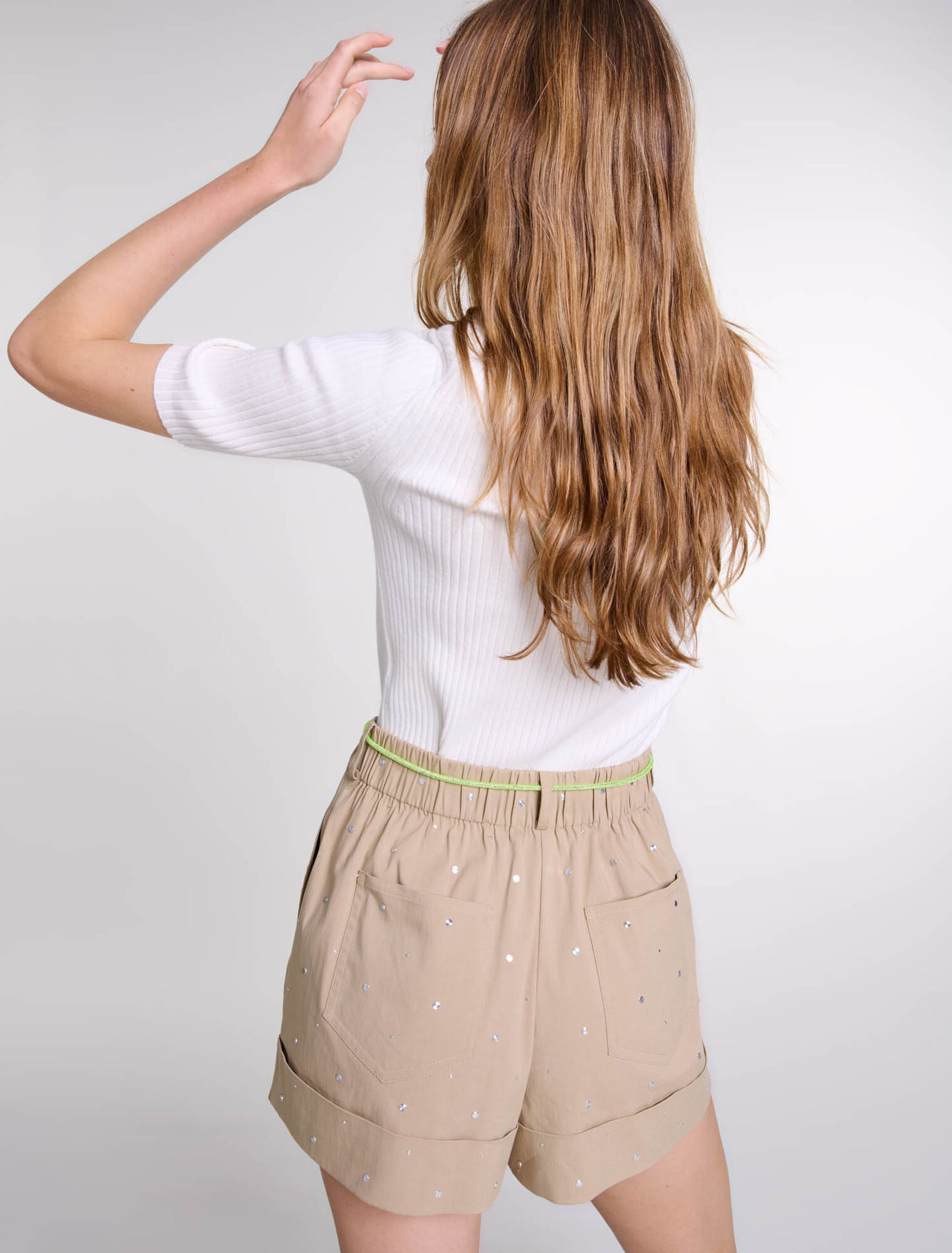Short clouté en coton