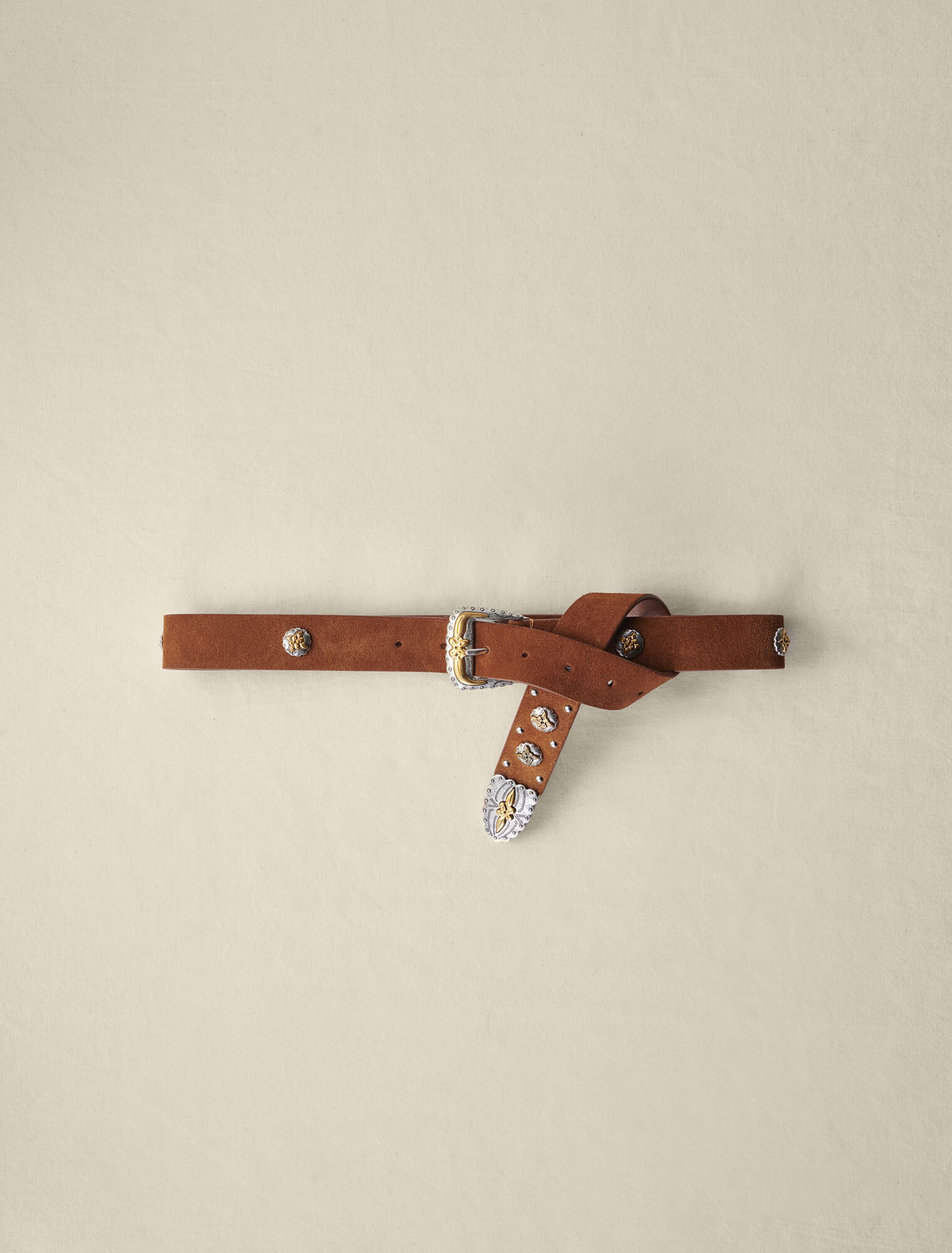 Ceinture western en cuir suède