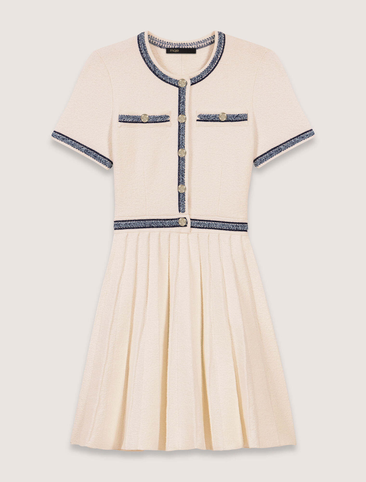 Pleated knit mini dress
